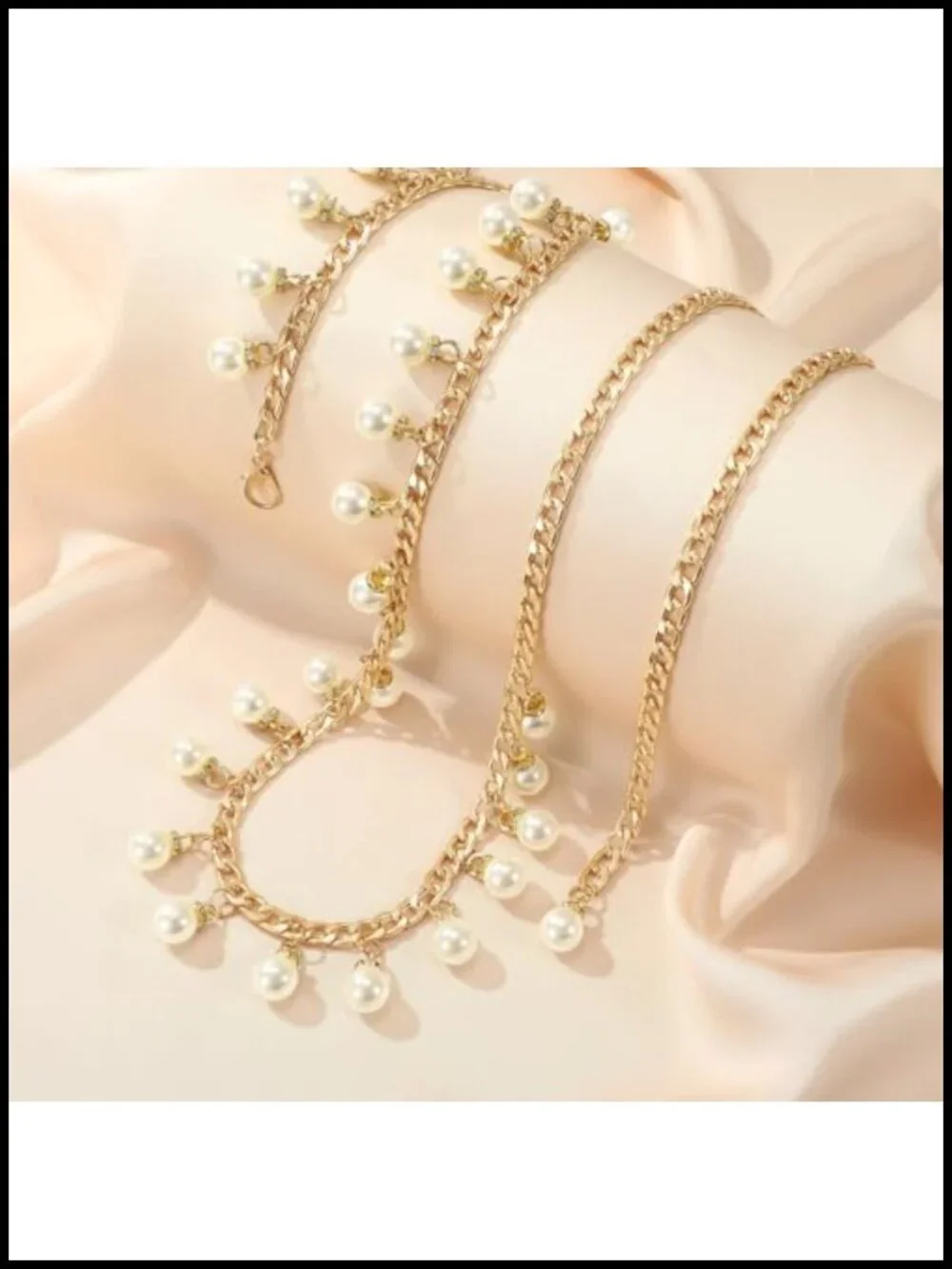 Pearl Waist Chain Belt Adjustable Gold Body Link for Dresses Jeans